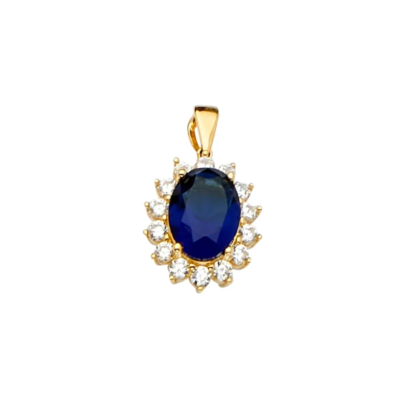 14KY Blue CZ Pendant / Set