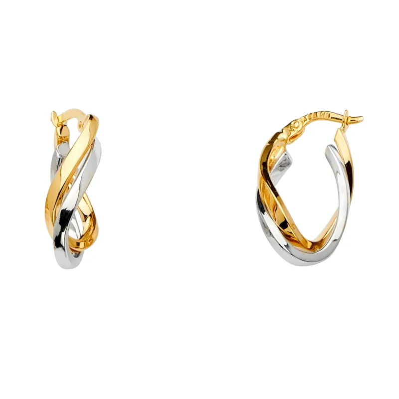 14K 3C 2Line Twisted Hoop Earring