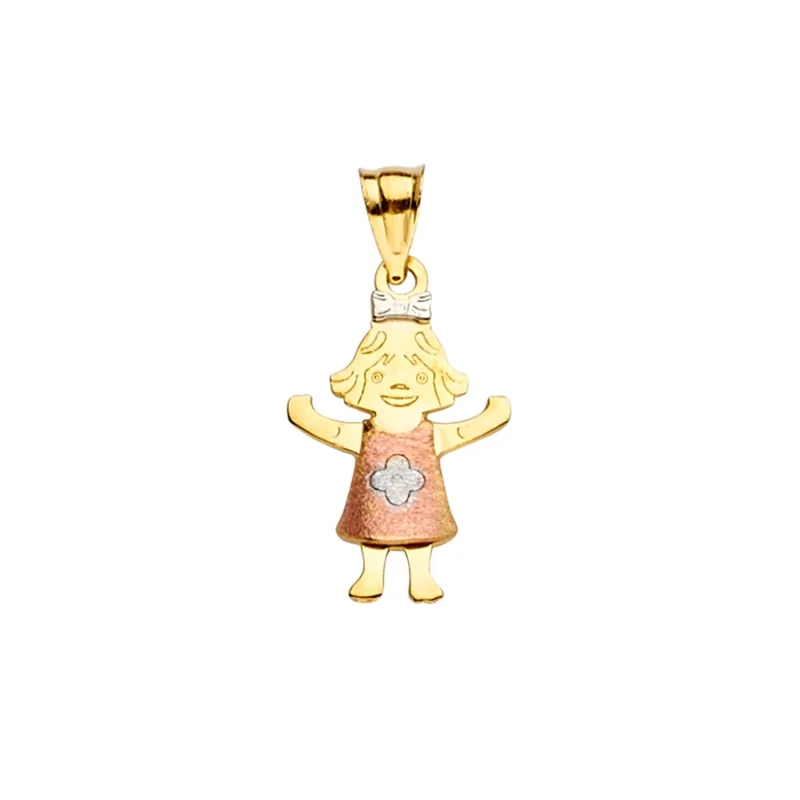14K 3Color Girl Pendant