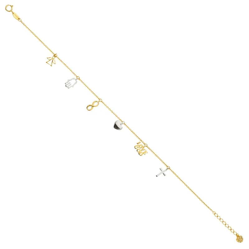 14K 2T Dangling Light Chain Bracelet