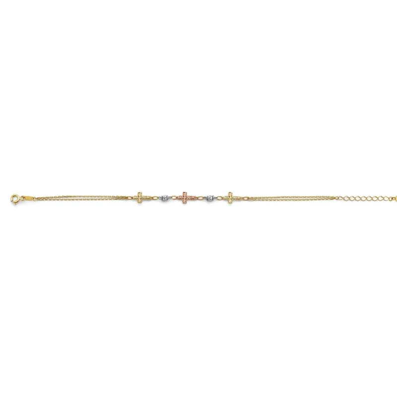 14K 3C D.C. Cross Bracelet