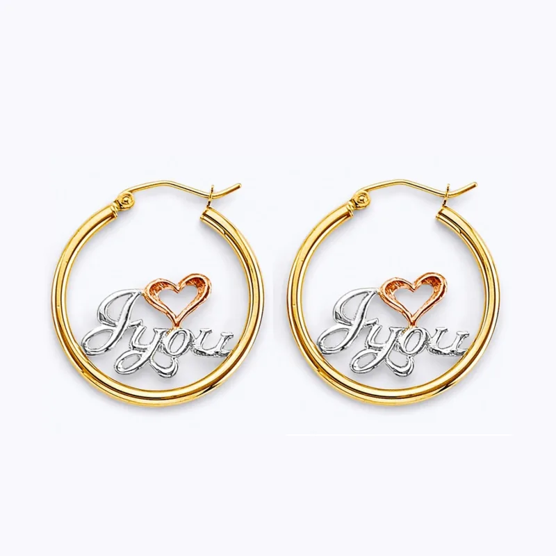 14K 3C I Love You Hoop Earring