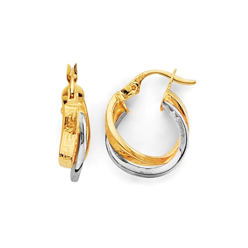 14K 2T 2Line Twisted Hoop Earring