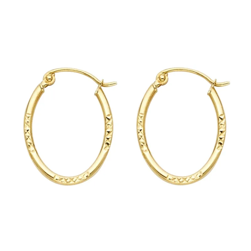14KY DC OVAL HOOP EARRING