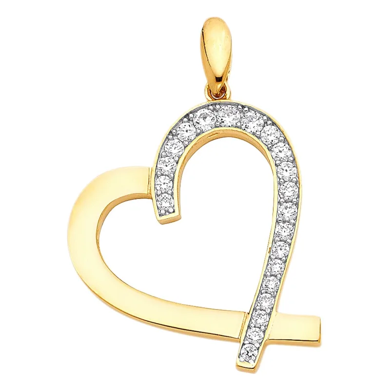 14KY CZ HEART PENDANT