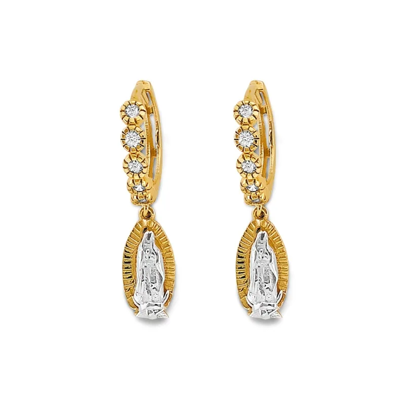 14K 2T CZ Guadalupe Huggies Earring