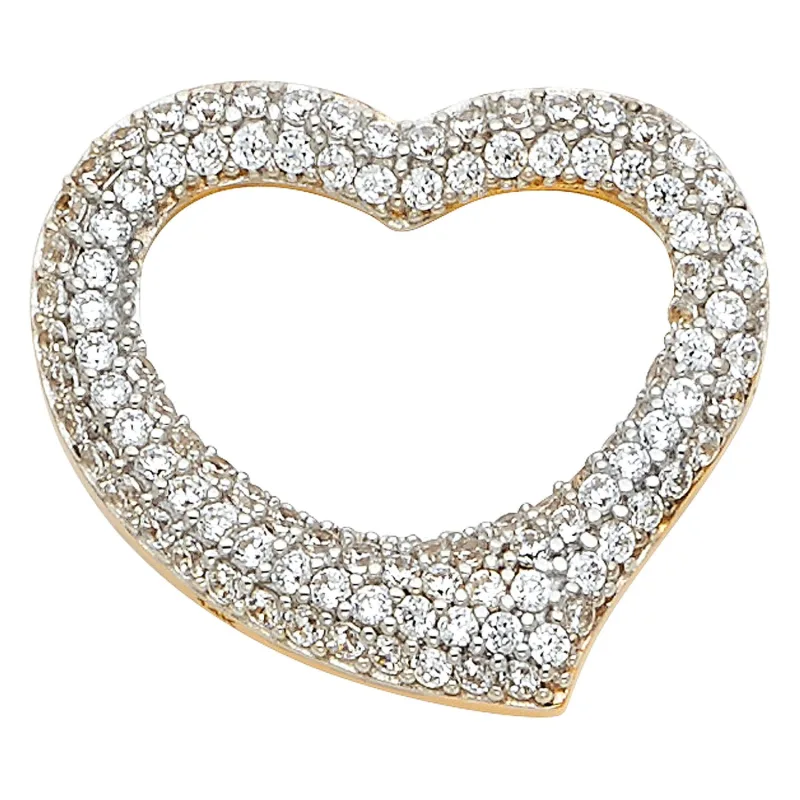 14K 2T CZ HEART PENDANT
