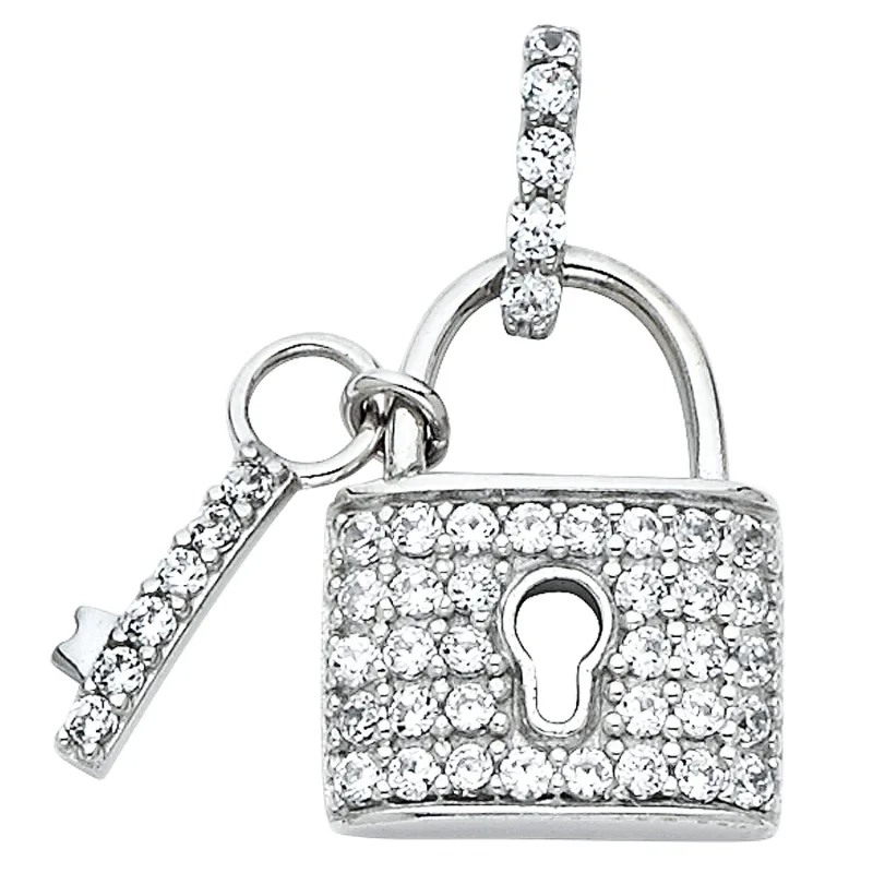 14KW CZ LOCK PENDANT (PT550)