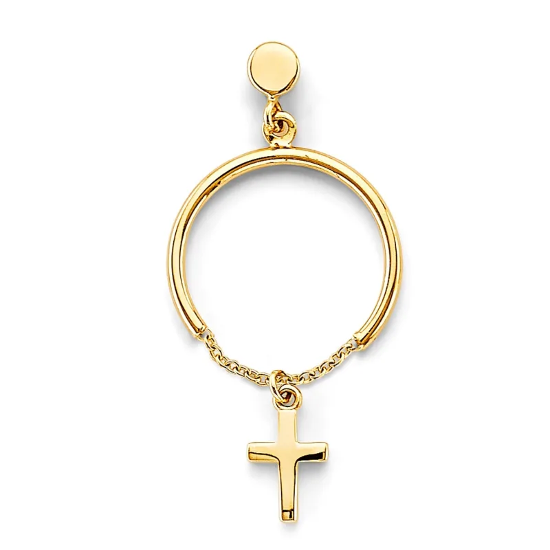 14KY Hanging Cross Earring