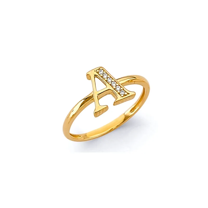 14KY CZ Initial Ring