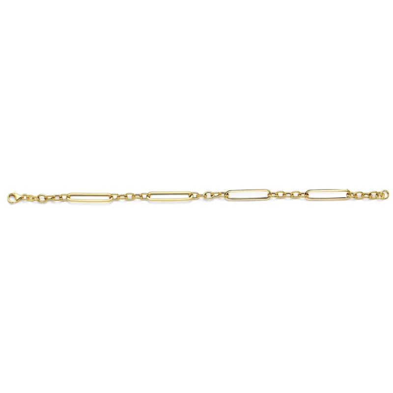 14KY Hollow Paper Clip + Oval Link Bracelet