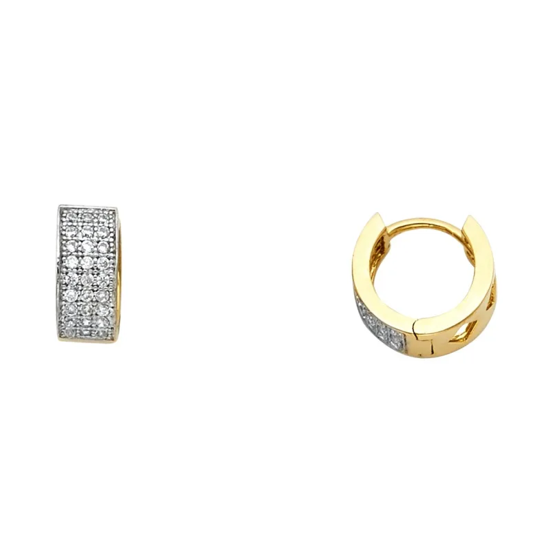 14K 2T 3 LINE CZ HUGGIES