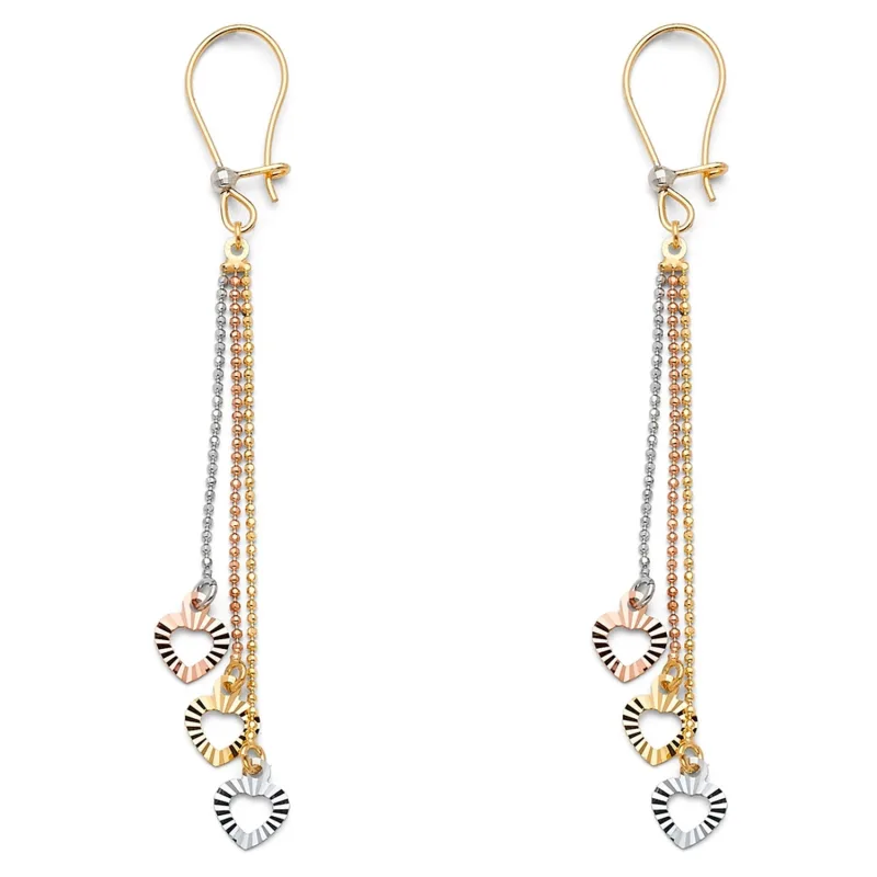 14K 3C 3HEARTS HANGING EARRING
