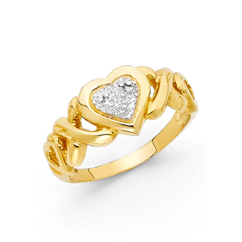 14K 2T FANCY HEART RING