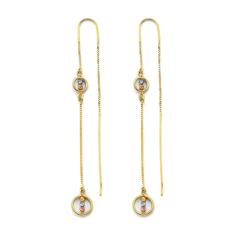 14K 3C Double Line Chain Earring
