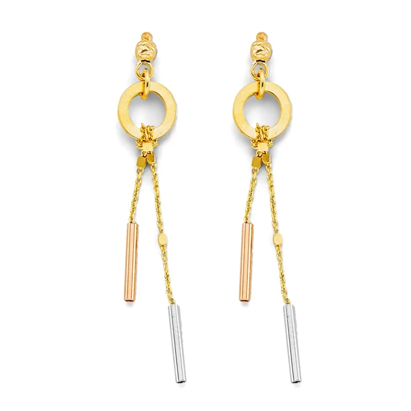 14K 3C Hanging Bar Earring