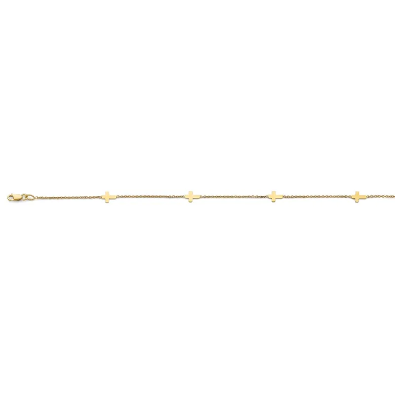 14KY Light Cross Anklet (9+1)