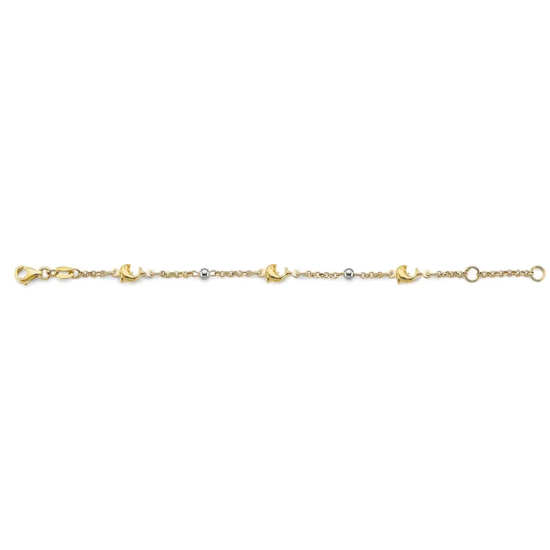 14K 2T Dolphin Baby Bracelet