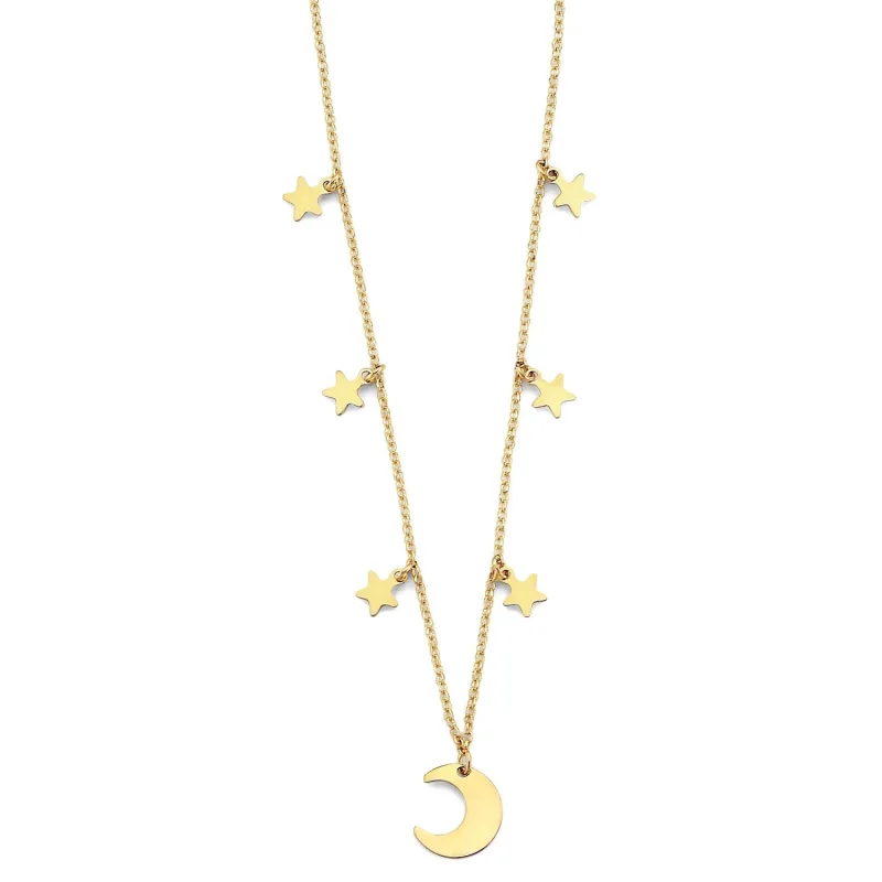 14KY Moon and Stars Necklace