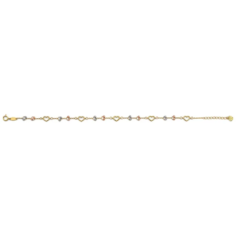 14K 3C Light Heart Anklet (9+1)