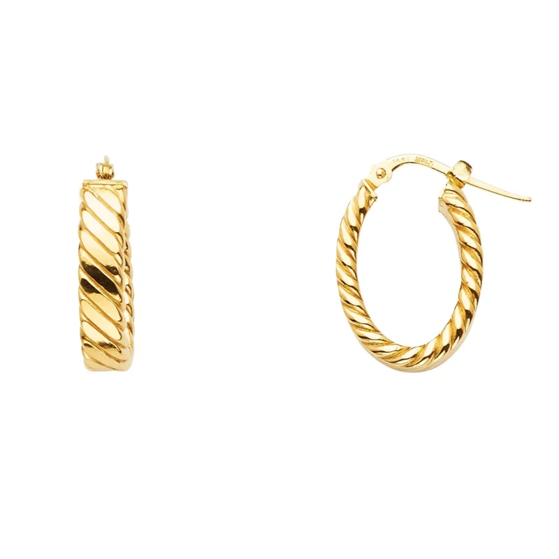14KY Braided Oval Hoop Earring