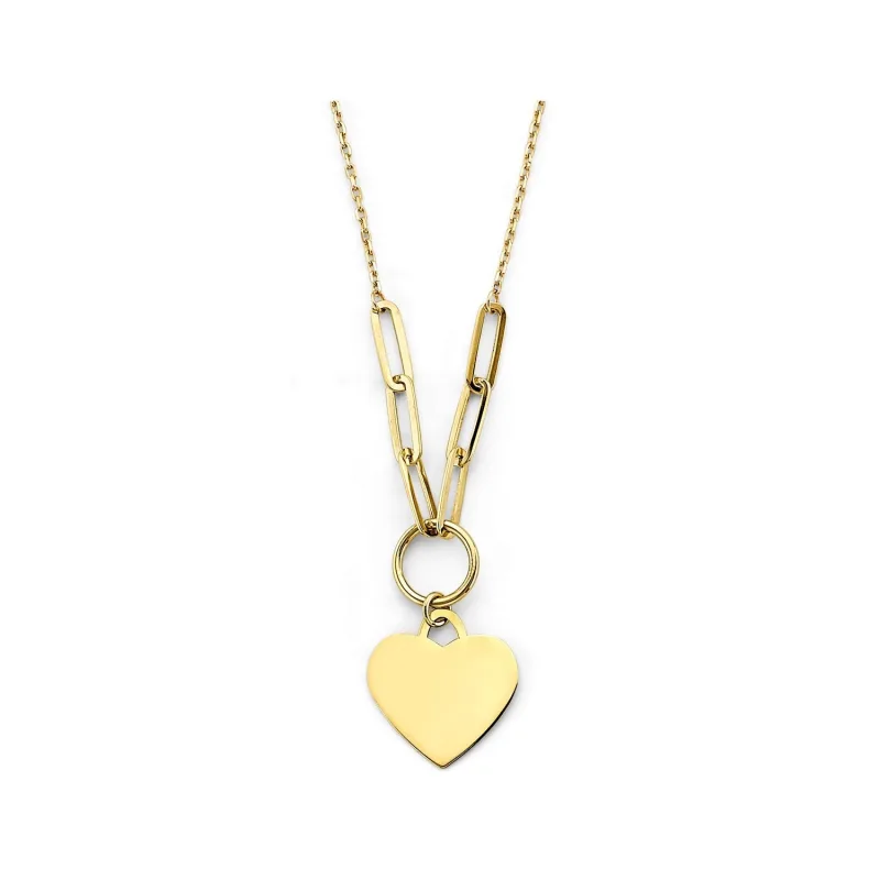14KY Engravable Heart Pendant Necklace