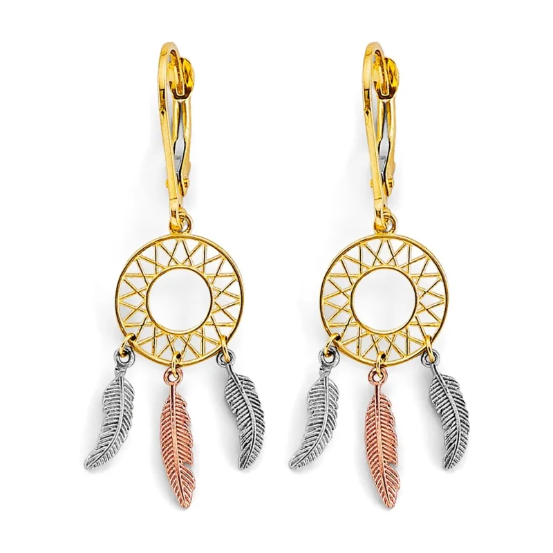14K 3C Dream Catcher Drop Earring