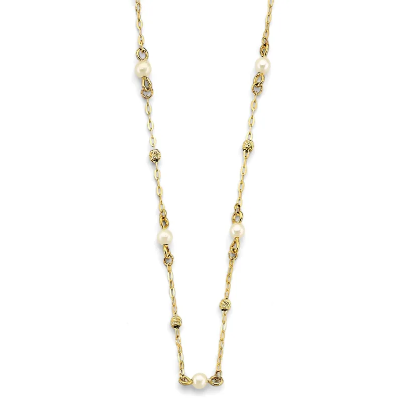 14KY Pearl + DC Bead Necklace
