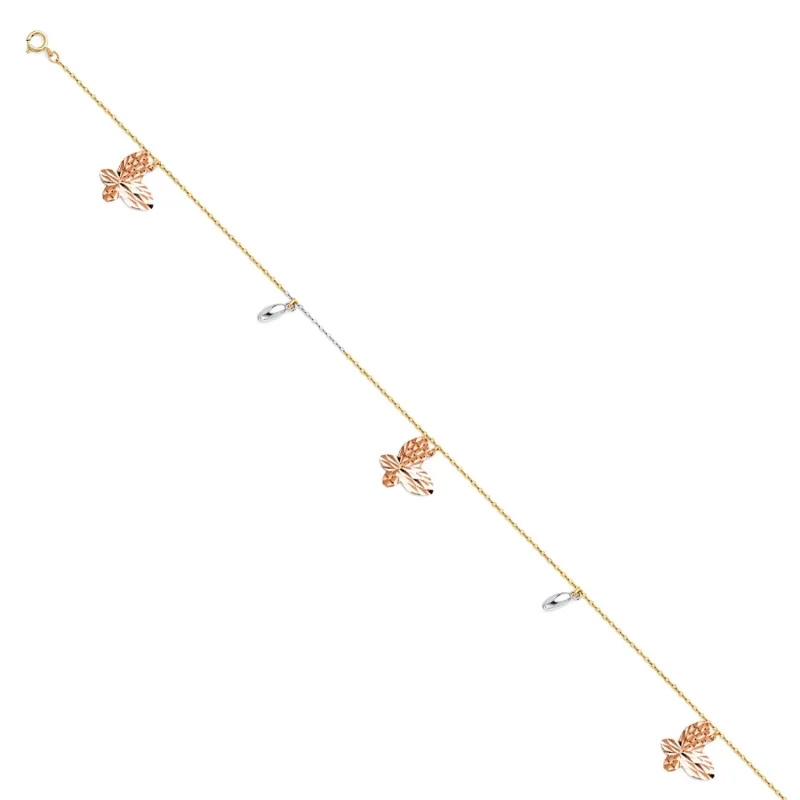 14K 3C HANGING CHARM ANKLET
