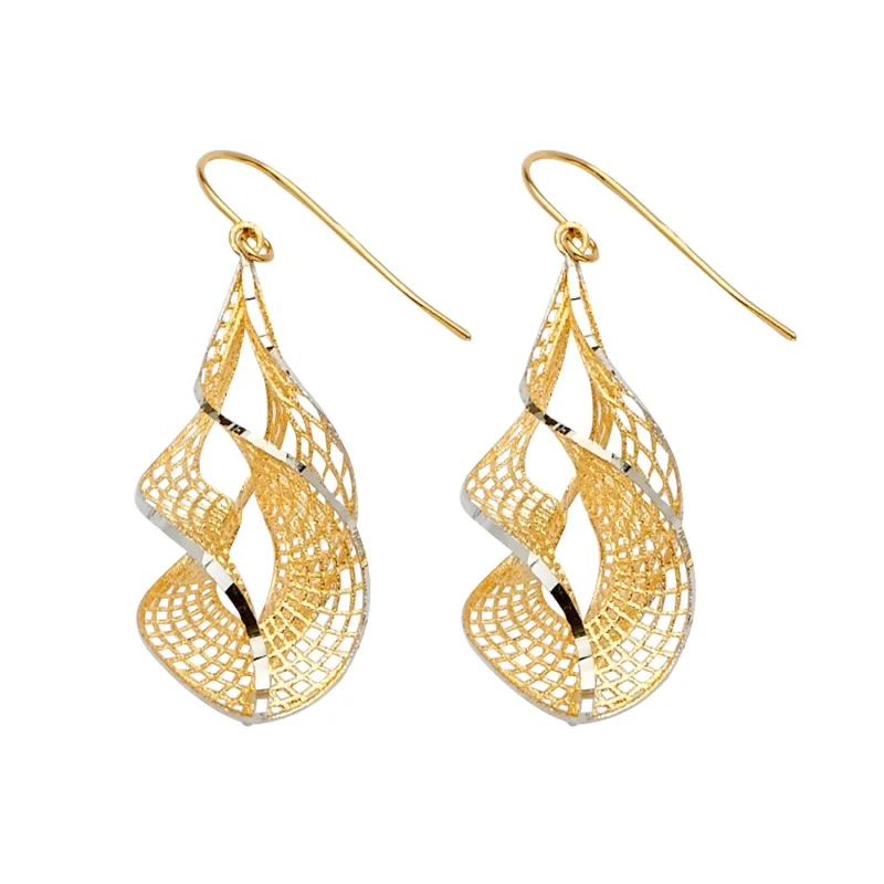 14K 2T Fancy Dangling Earring