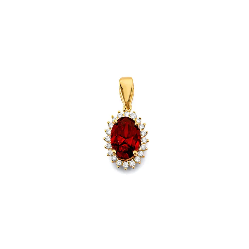 14KY CZ Oval Birthstone Pendant