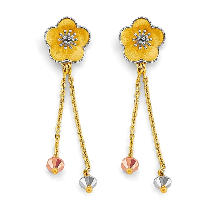 14K 3C Flower Hanging Earring