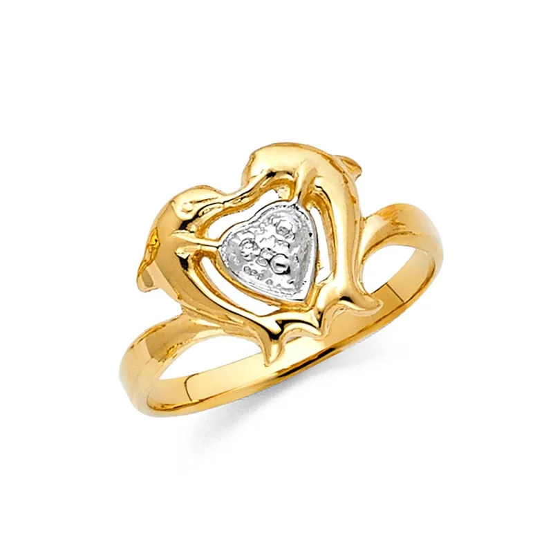 14K 2T FANCY DOLPHIN RING