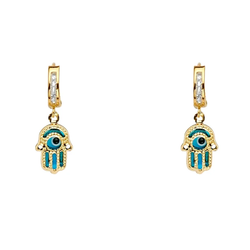 14KY Hamsa Dangle Huggies Earring