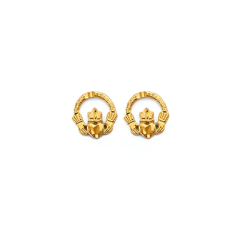 14KY Claddagh Push Back Earring