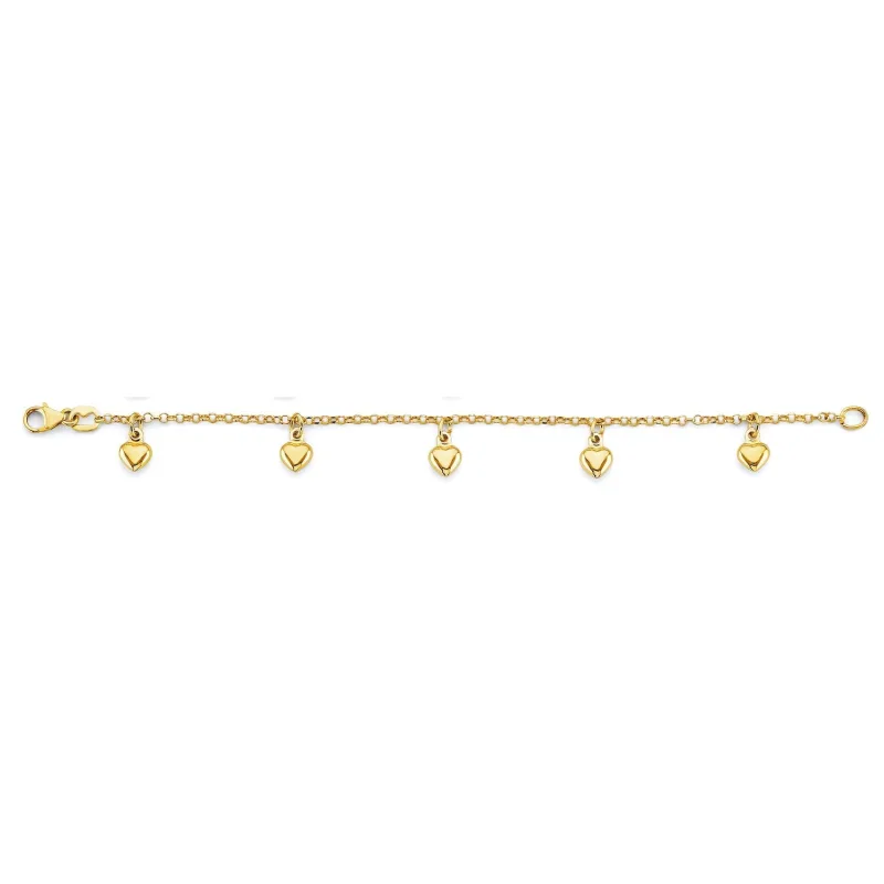14KY Heart Charm Baby Bracelet