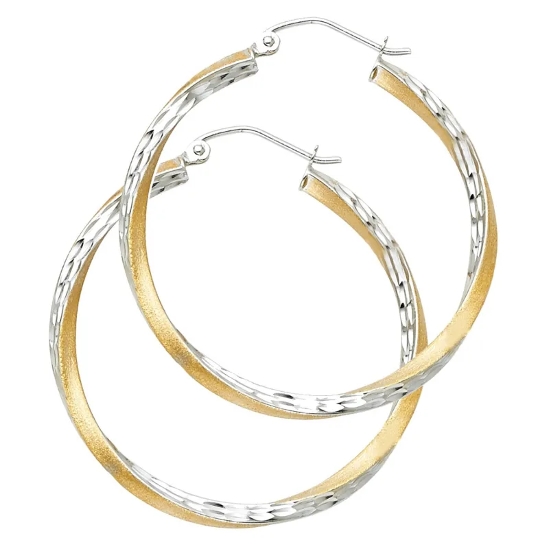 14K 2T SF DC 2.6MM SWIRL HOOP (35MM)