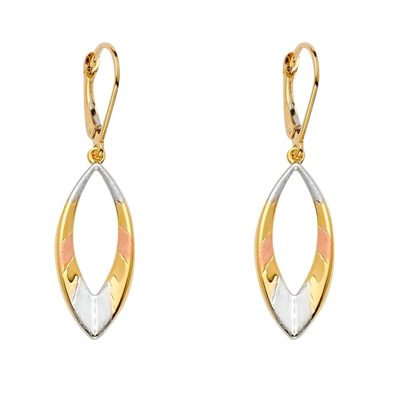14K 3C Oval Dangling Earring