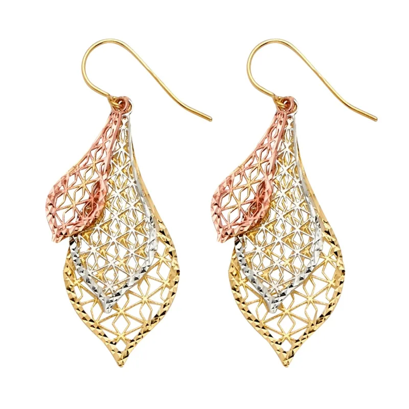 14K 3C Fancy Dangling Earring