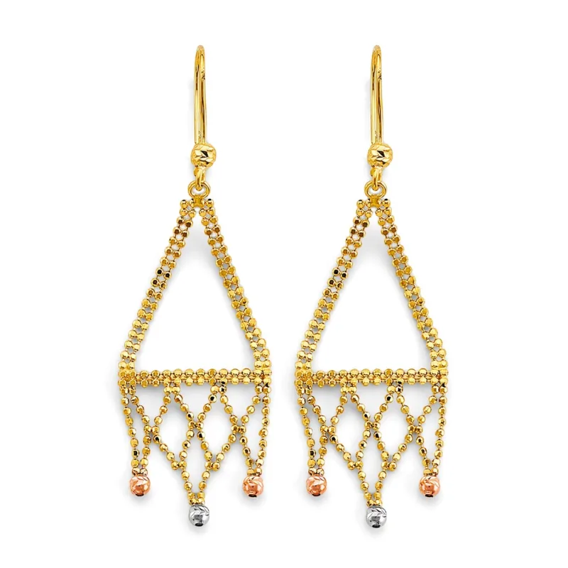 14K 3C Beaded Earring