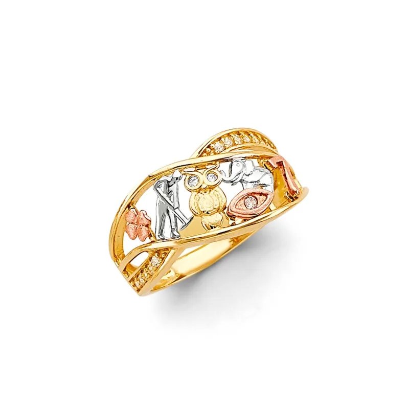 14K 3C Lucky Ring