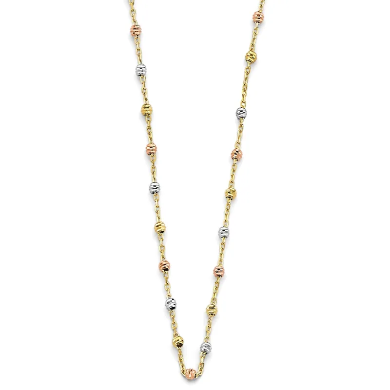 14K 3C Fancy DC Bead Necklace