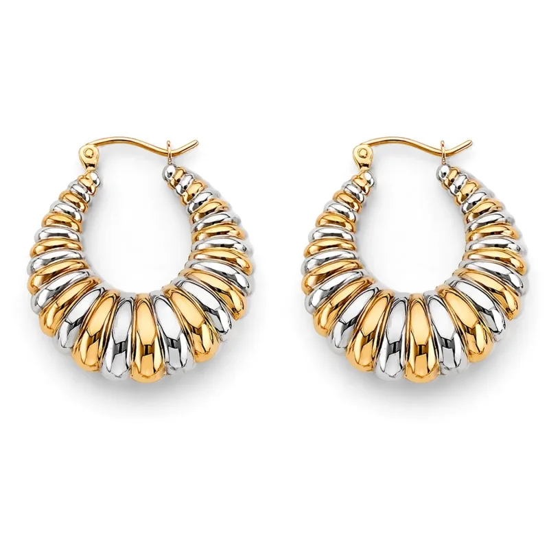 14K 2T Shiny Hollow Hoop Earring