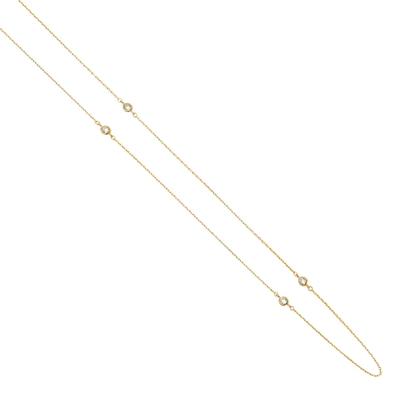 14KY CZ Bazel by the Yard Necklace - 17+1