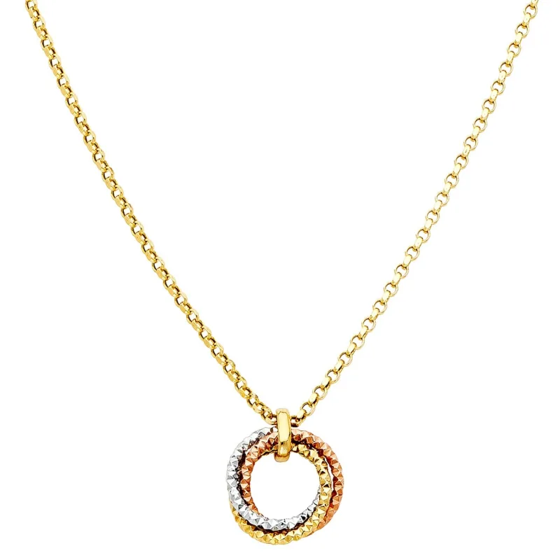 14K 3C ROUND HANGING NECKLACE