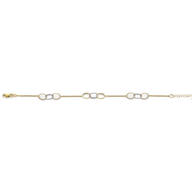 14K 2T Triple Together Oval Bracelet