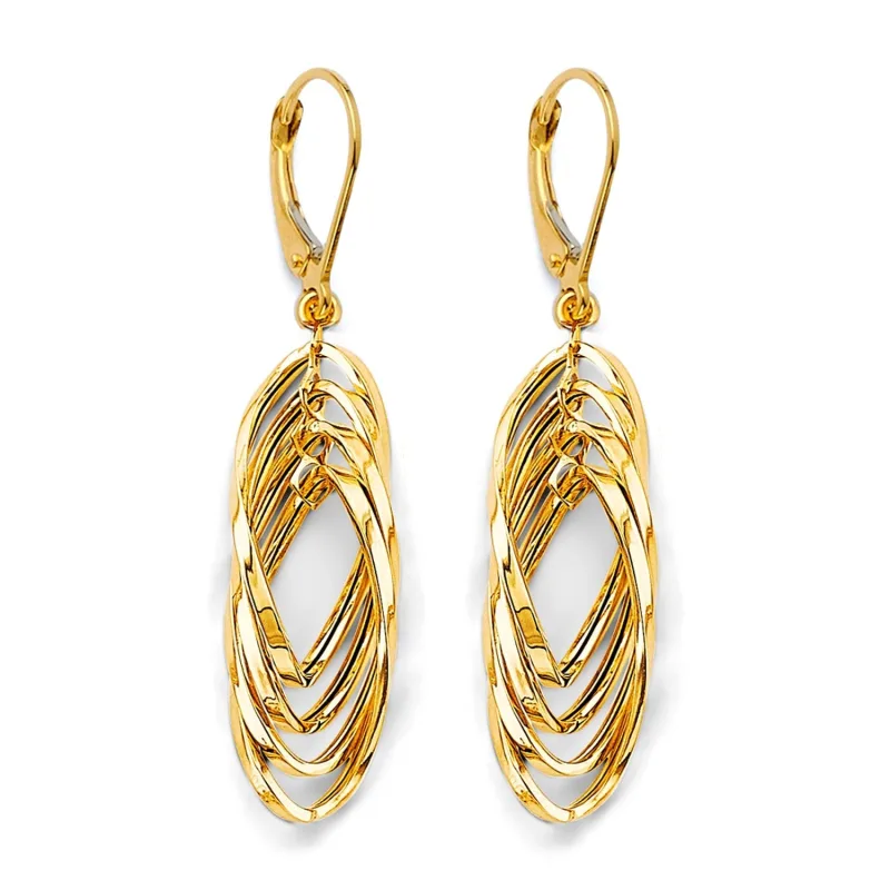 14KY Hanging Hollow Tube Earring