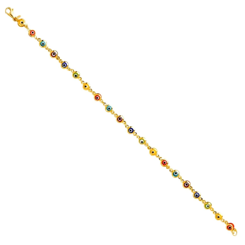 14KY MIXED COLOR EVIL EYE BRACE