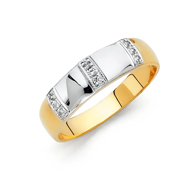 14K 2T CZ WEDDING BAND MEN (RG161)