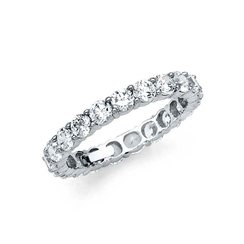 14KW ROUND CZ ETERNITY PRONG SET RING (RS6W)